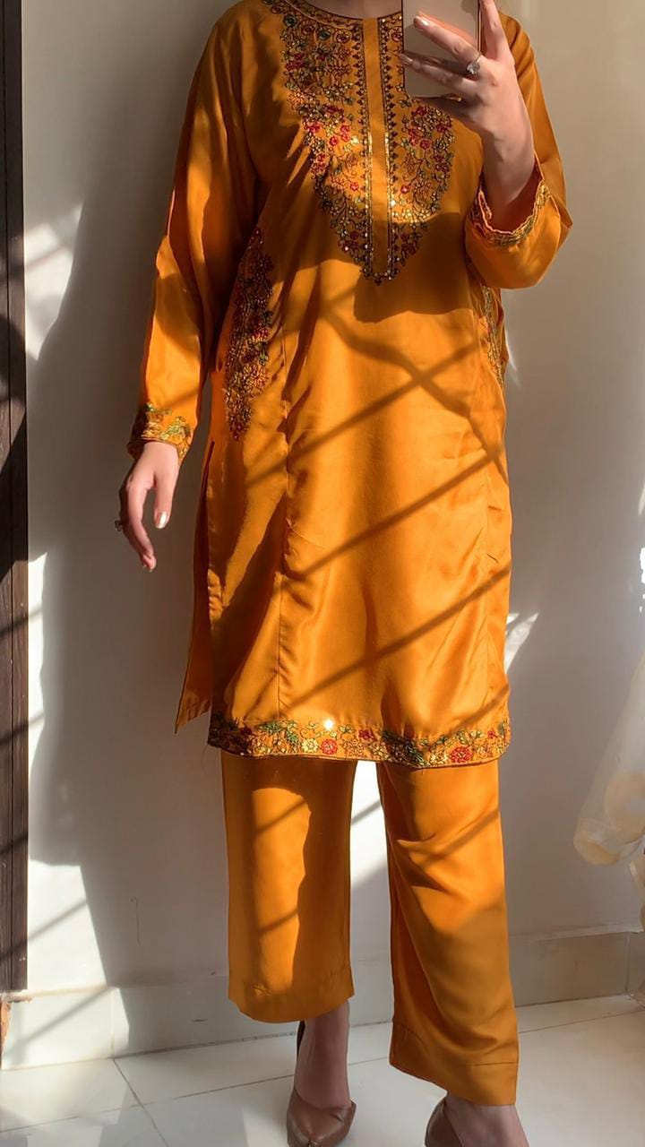 Embroidered Linen Two-Piece Suit