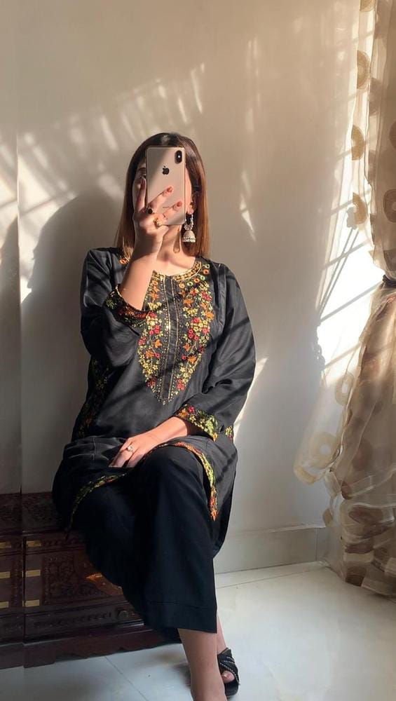Embroidered Linen Two-Piece Suit